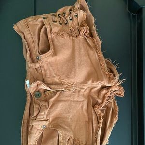 Orange billabong jean shorts with tie sides